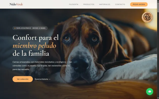 Web de Nido Verde, camas ecológicas para perros